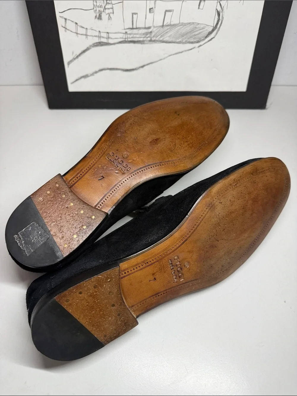 Gucci Web Black Suede Horesbit Loafers Mens Size UK 7 US 8